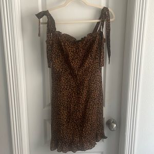 Cheetah tie smocked back dress